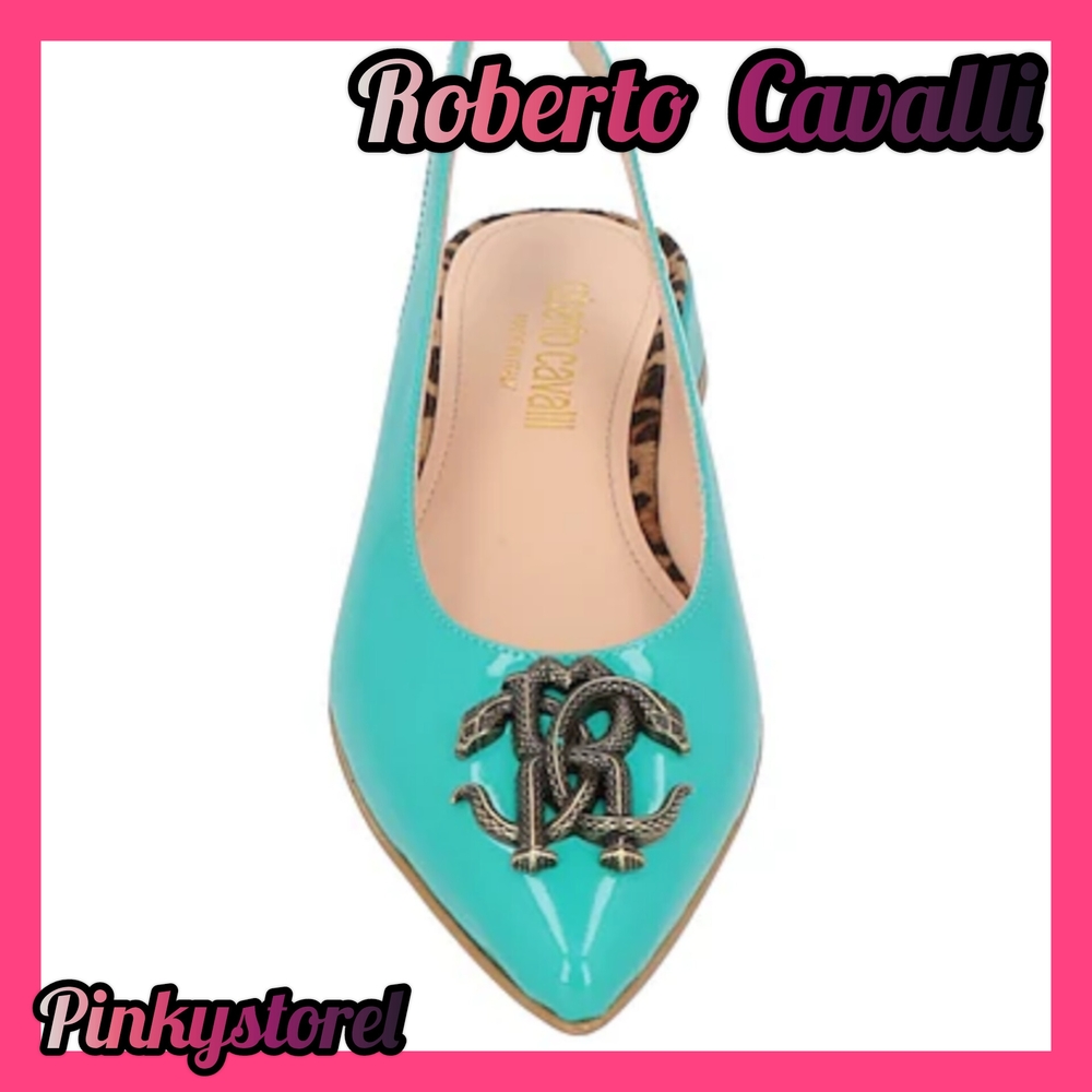 Roberto Cavalli Turquoise Slingback Flats